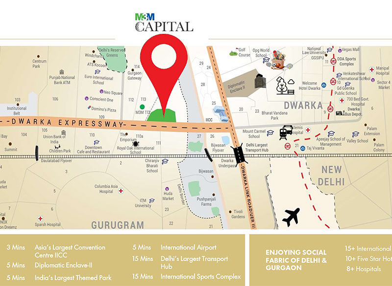 M3M Capital Gurgaon Location Map