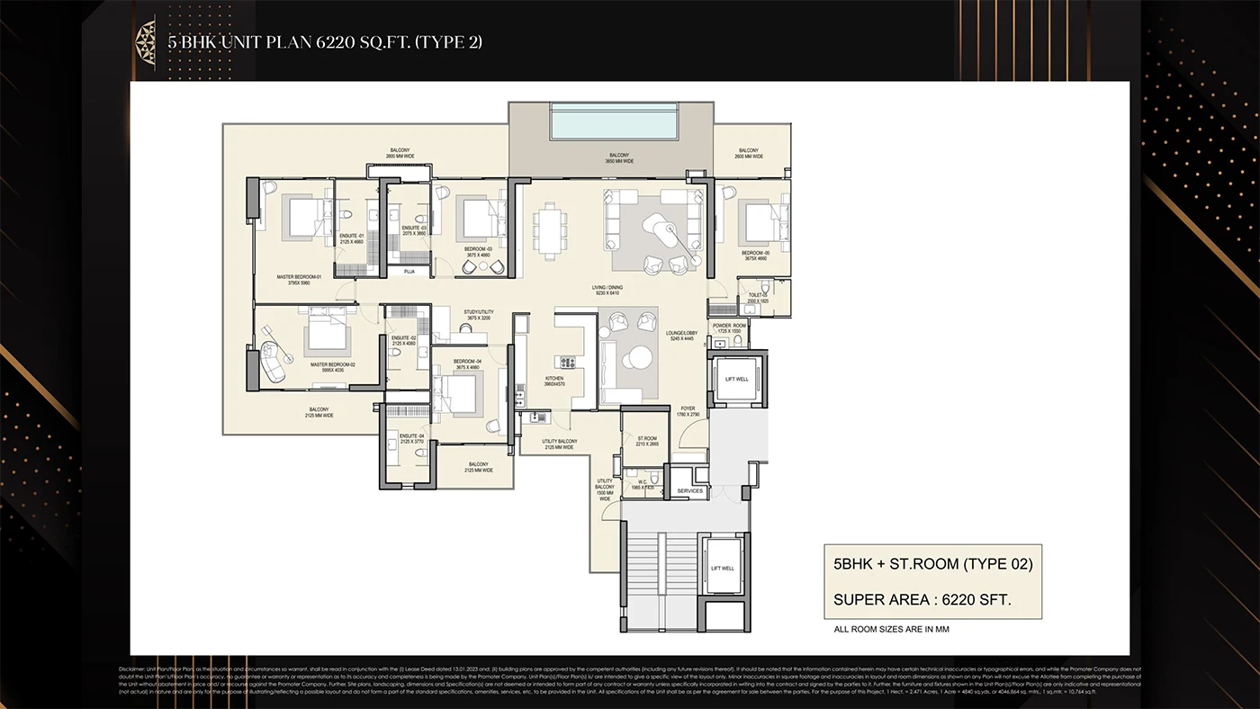5 BHK Floor Plan M3M The Cullinan