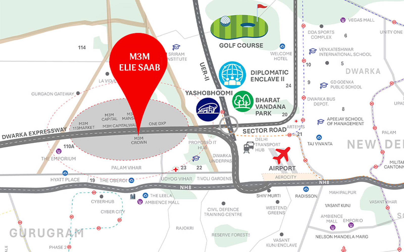 M3M Elie Saab at SCDA Location Map