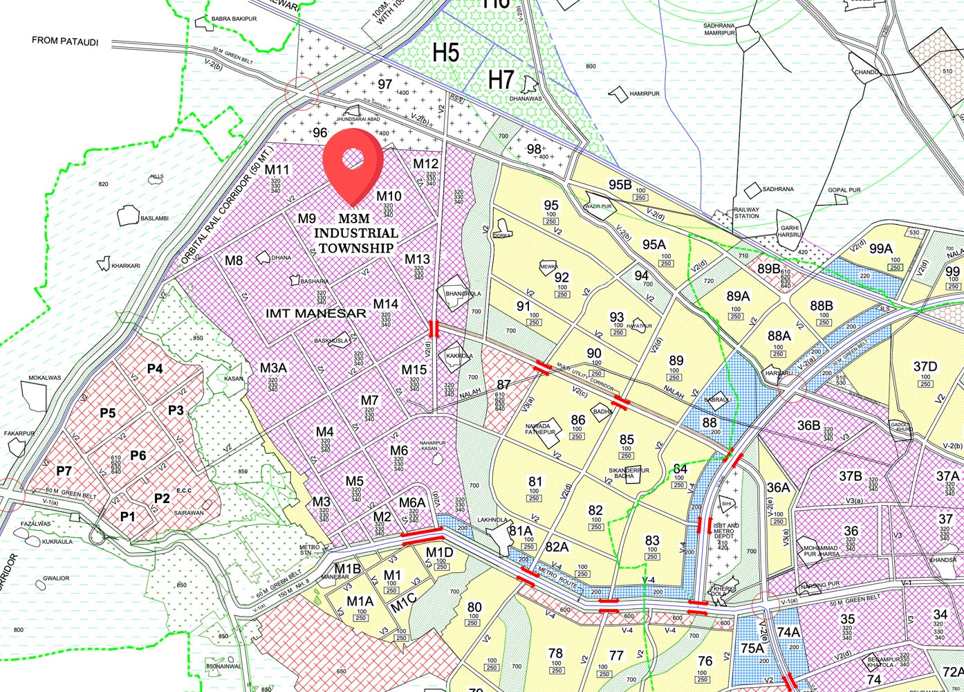 M3M Industrial Plots Manesar Location Map
