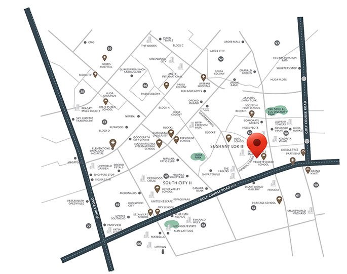 M3M Paragon 57 Gurgaon Location Map