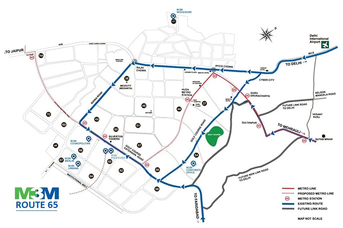 M3M Route 65 Gurgaon Location Map