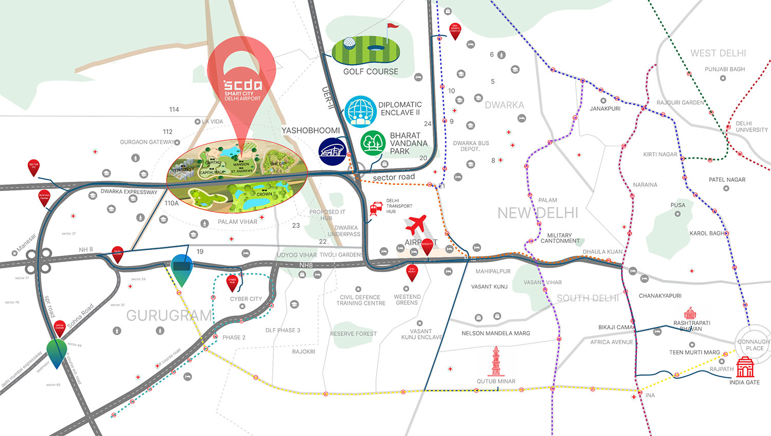 M3M St Andrews at SCDA Location Map